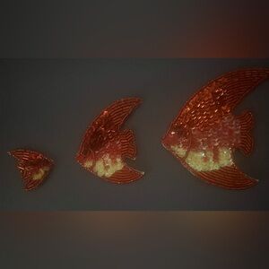 Vibrant Orange 3 Fish appliqués
